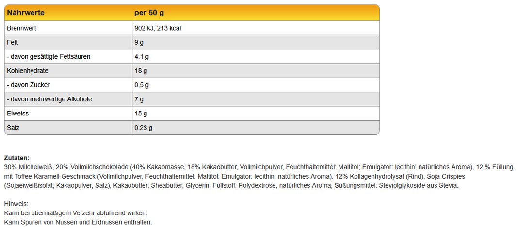 Weider Joe`s Crispy Protein Bar - Toffee Caramel