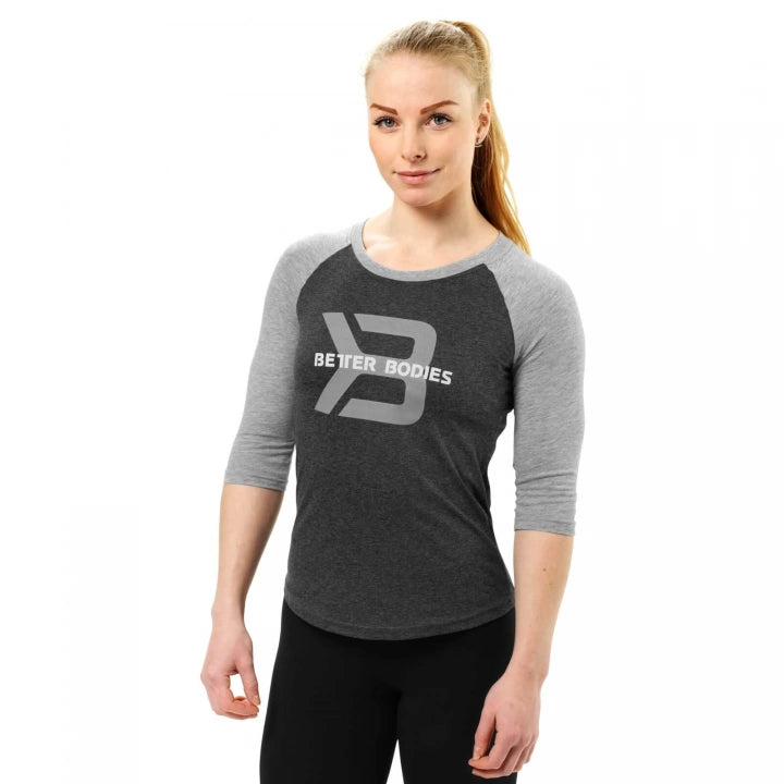 Better Bodies Womens Baseball Tee - Antracite Melange