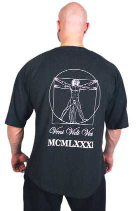 Oldschool Bodybuilding Switzerland Veni Vidi Vici Oversized Shirt - Anthrazit