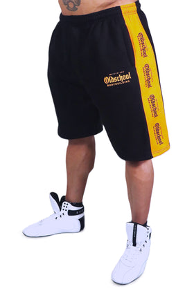 Oldschool Bodybuilding Switzerland Two Tone Shorts - Schwarz/Neon Orange