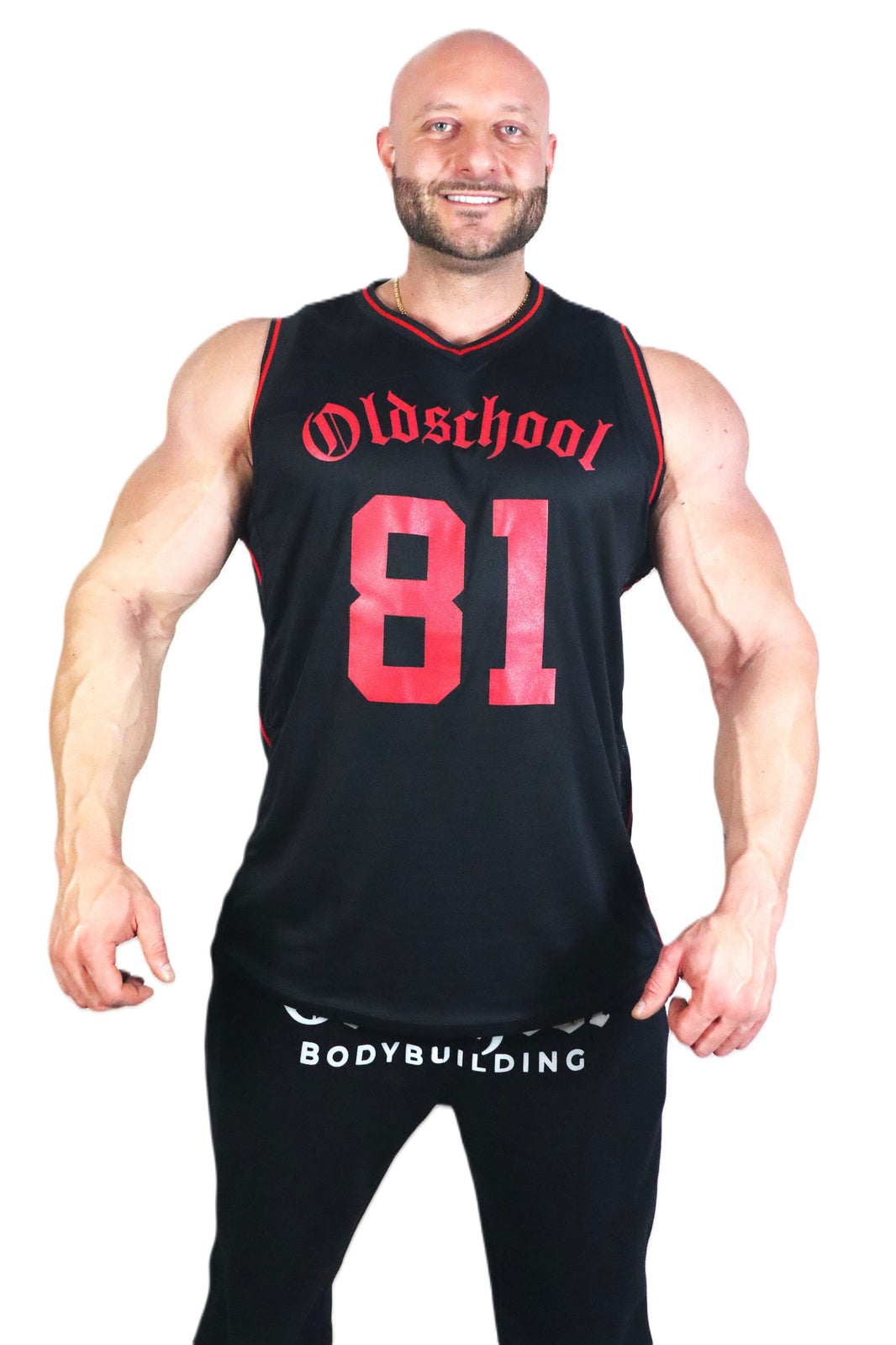 Oldschool Bodybuilding Switzerland Eighty One Tank Top - Schwarz/Rot