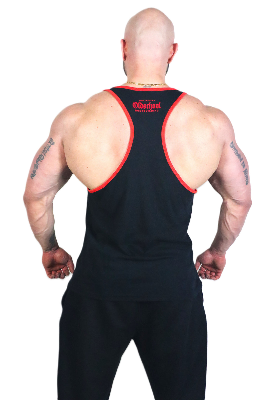 Oldschool Bodybuilding Switzerland Punisher Tank Top - Schwarz/Rot