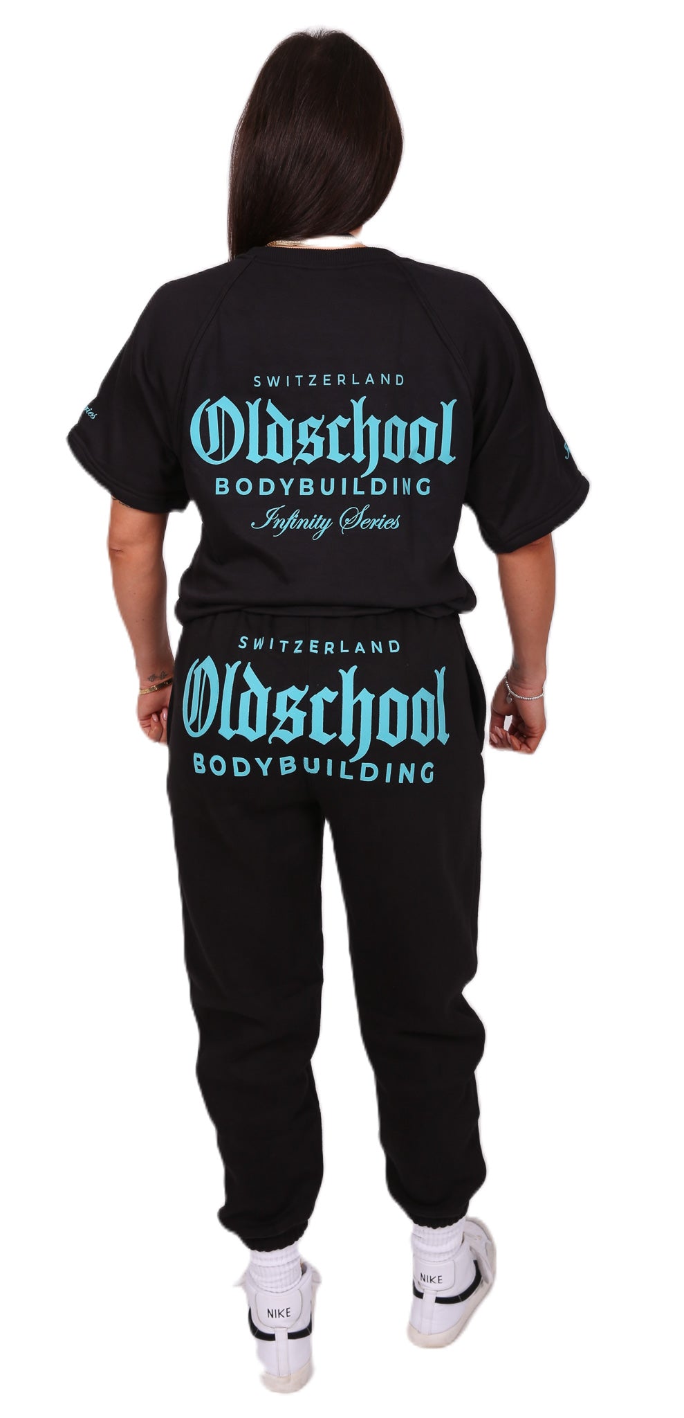 Oldschool Bodybuilding Switzerland Infinity Series Oversized Shirt - Schwarz/Türkis