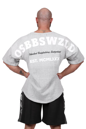 Oldschool Bodybuilding Switzerland Fanadix Oversize Tee - Grau/Weiss