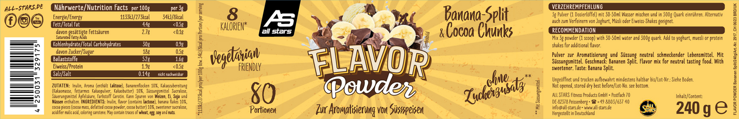 All Stars Flavor Powder Banana-Split & Cocoa Chunks 240g
