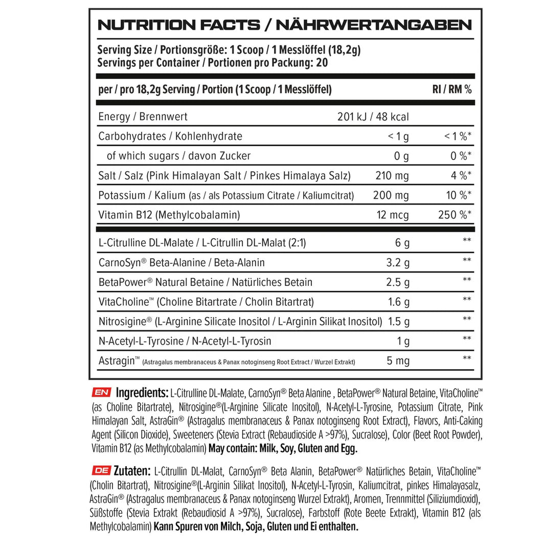 Vast V8 Nitro Zero Caffeine Pre-Workout 364g