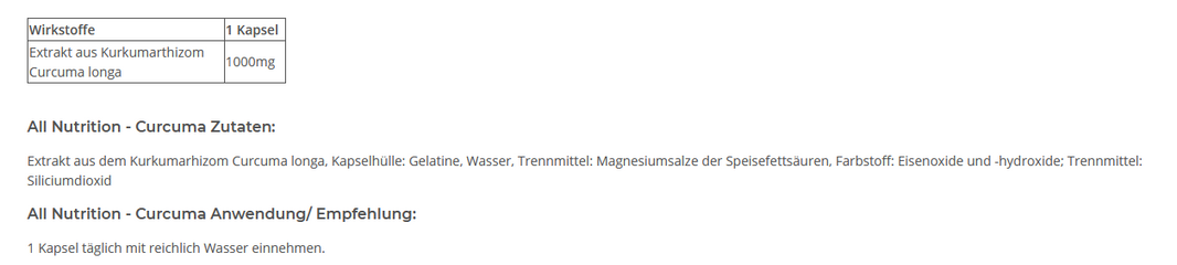 All Nutrition Curcuma - 90 Kapseln