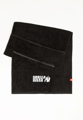 Gorilla Wear Zip Pocket Gym Towel - Schwarz
