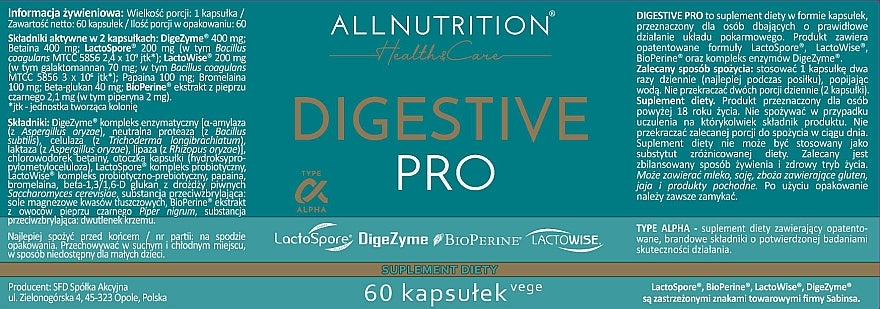 ALLNUTRITION HEALTH & CARE DIGESTIVE PRO - 60 Kapseln