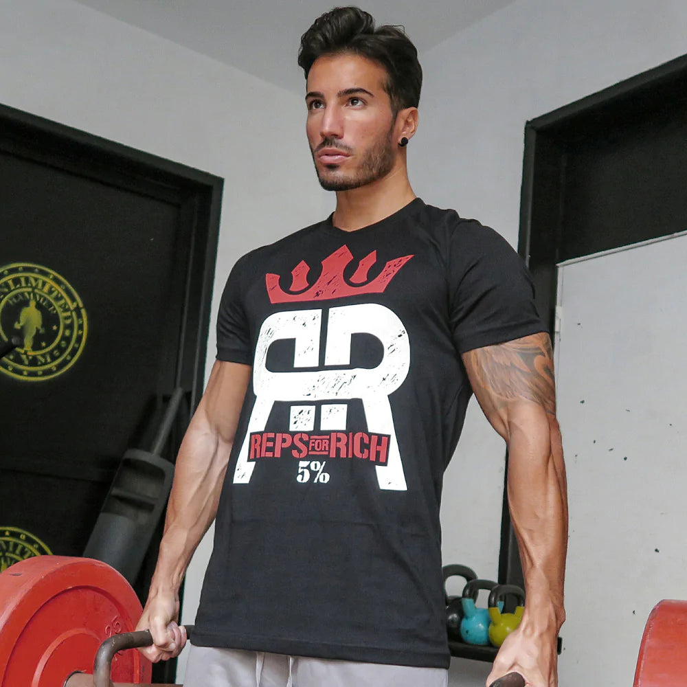 5% Nutrition Reps for Rich T-Shirt - Schwarz/Weiss/Rot