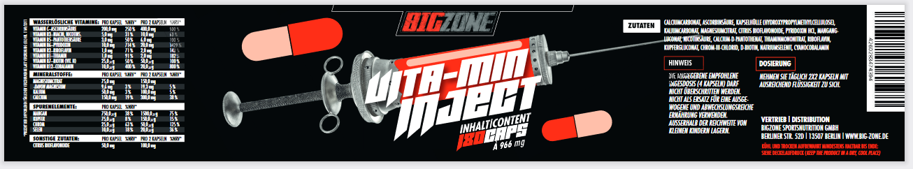 Big Zone Vita-min Inject - 180 Kapseln