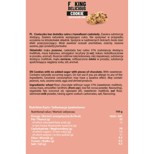 All Nutrition F**king Delicious Chocolate Chip Cookie 135g