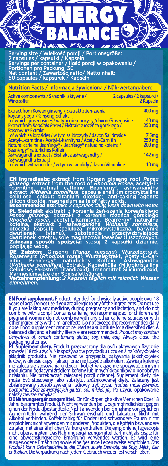 All Nutrition Energy Balance - 60 Kapseln