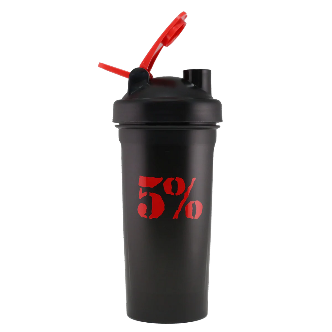 5% Nutrition 20oz Shaker Cup with Flip Top - Schwarz/Rot