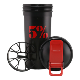 5% Nutrition 20oz Shaker Cup with Flip Top - Schwarz/Rot