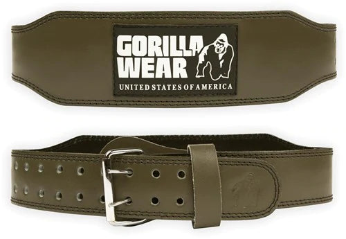 Gorilla Wear 4 Inch Padded Leather Belt - Armee Grün