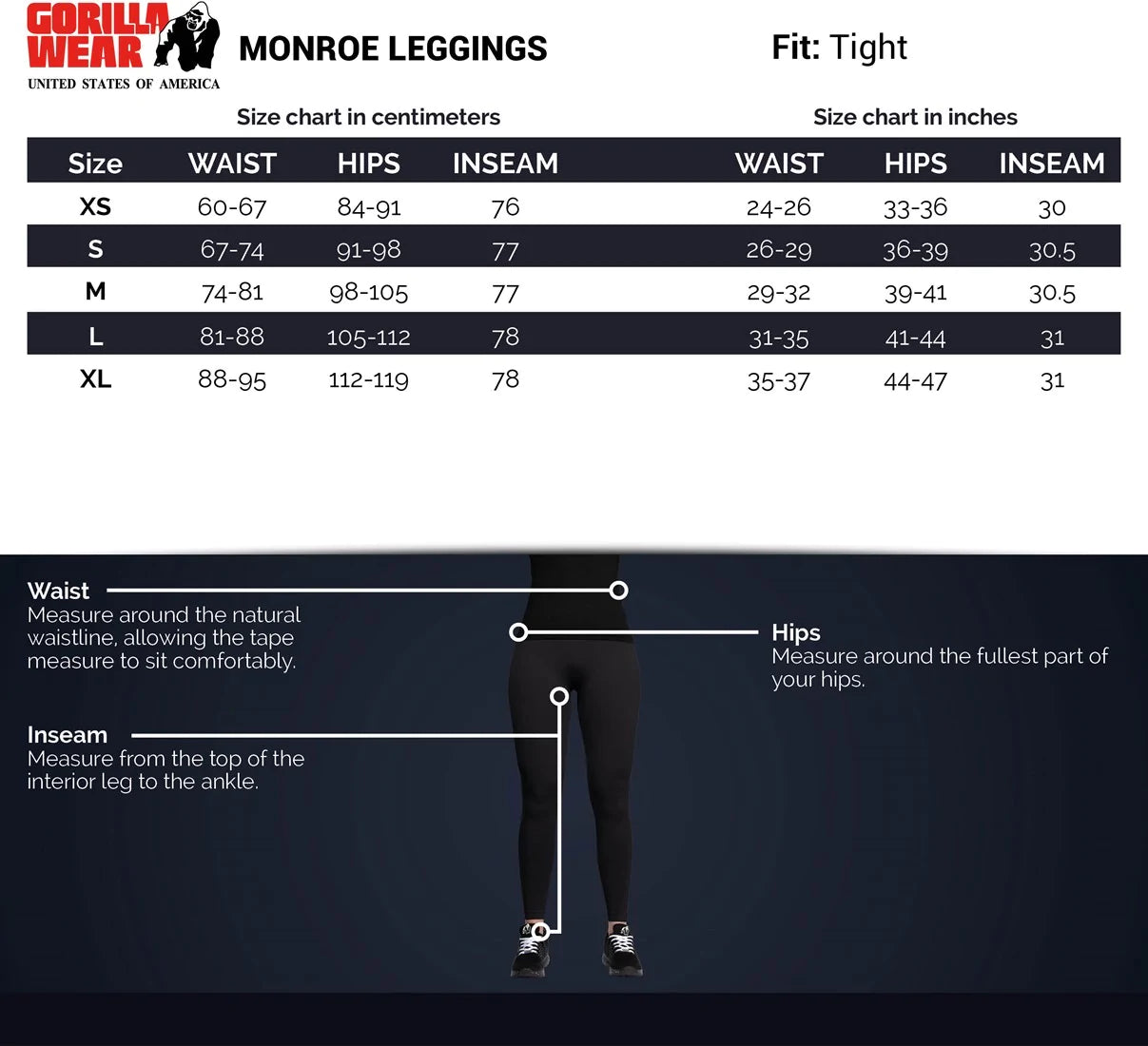 Gorilla Wear Monroe Leggings - Schwarz