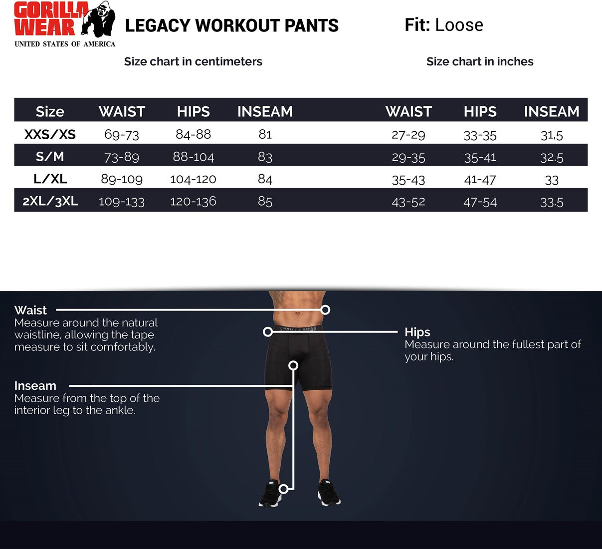 Gorilla Wear Legacy Workout Pants - Schwarz
