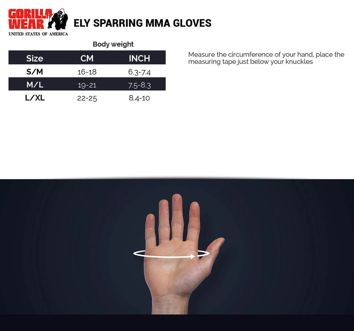 Gorilla Wear Ely MMA Sparring Gloves - Schwarz