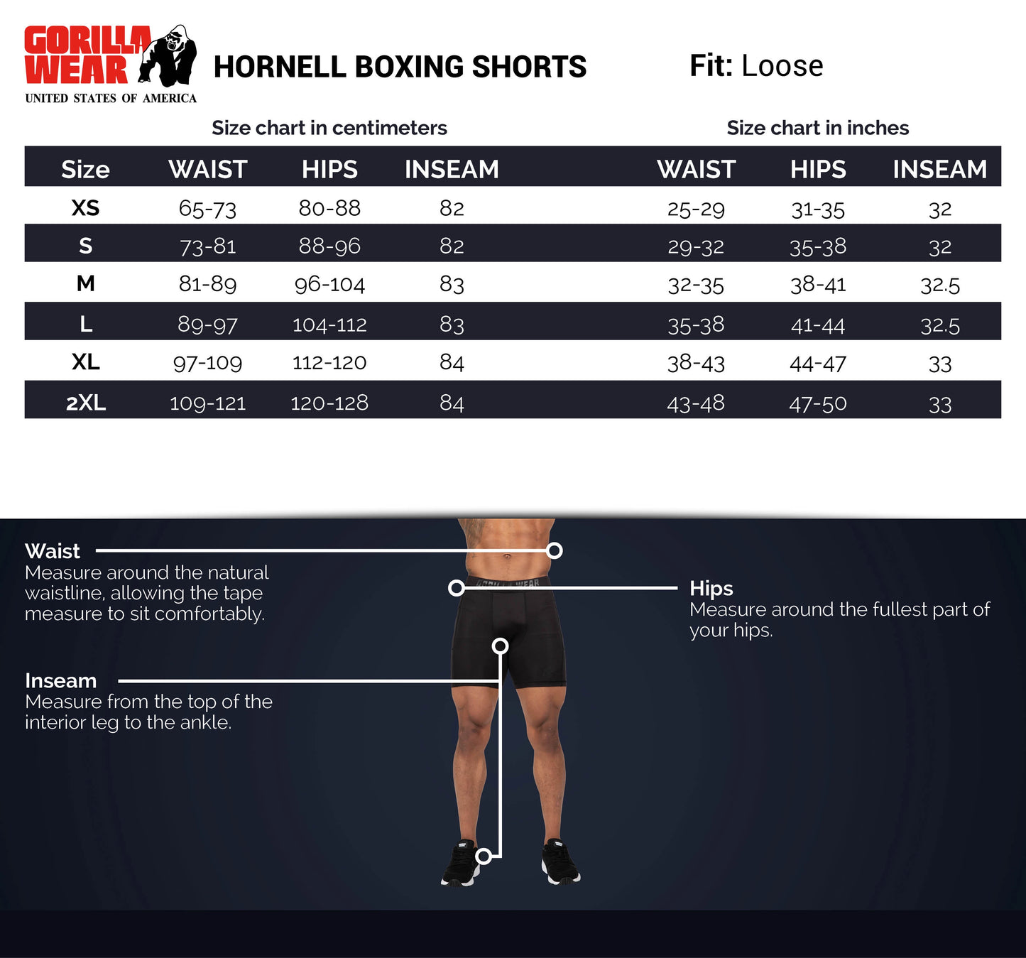 Gorilla Wear Hornell Boxing Shorts - Schwarz/Grau