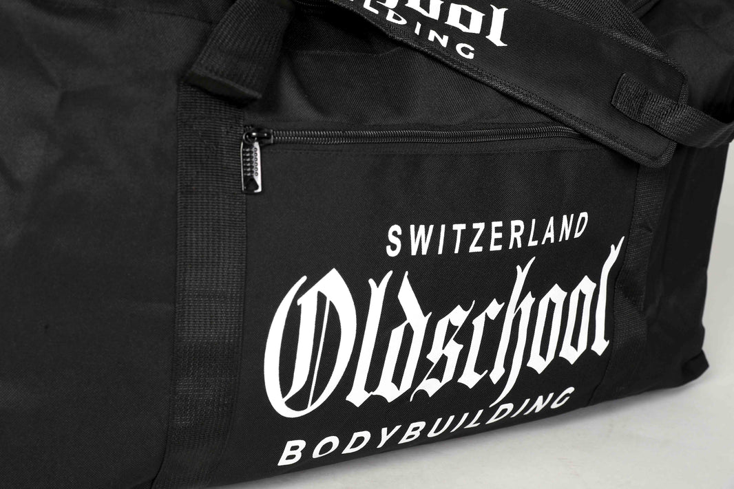 Oldschool Bodybuilding Switzerland BIG Gym Bag Schwarz /Weiss