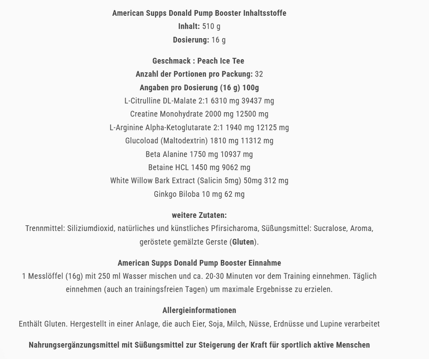American Supps Donald Pump 510g