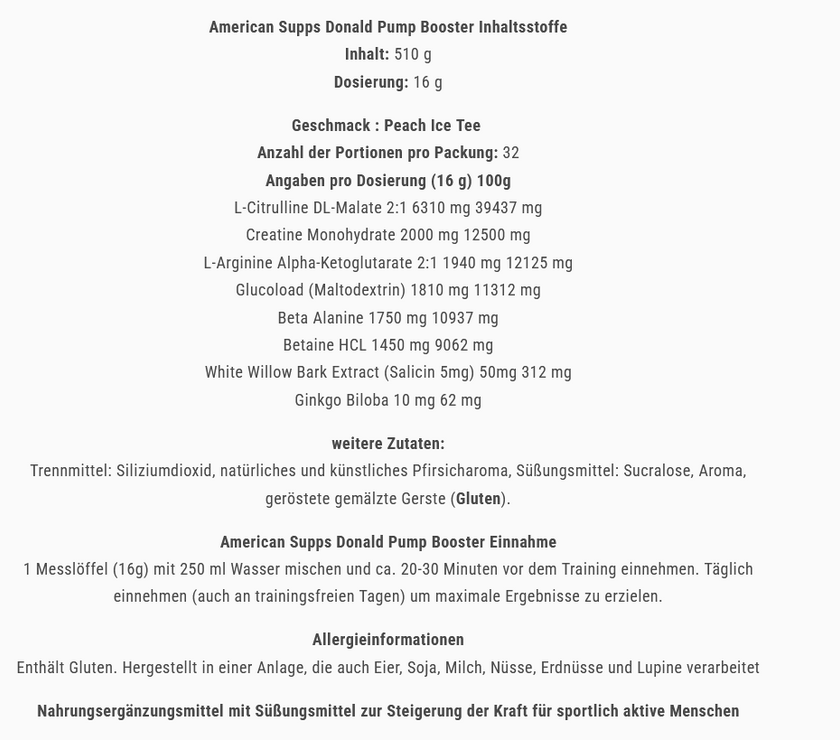American Supps Donald Pump 510g