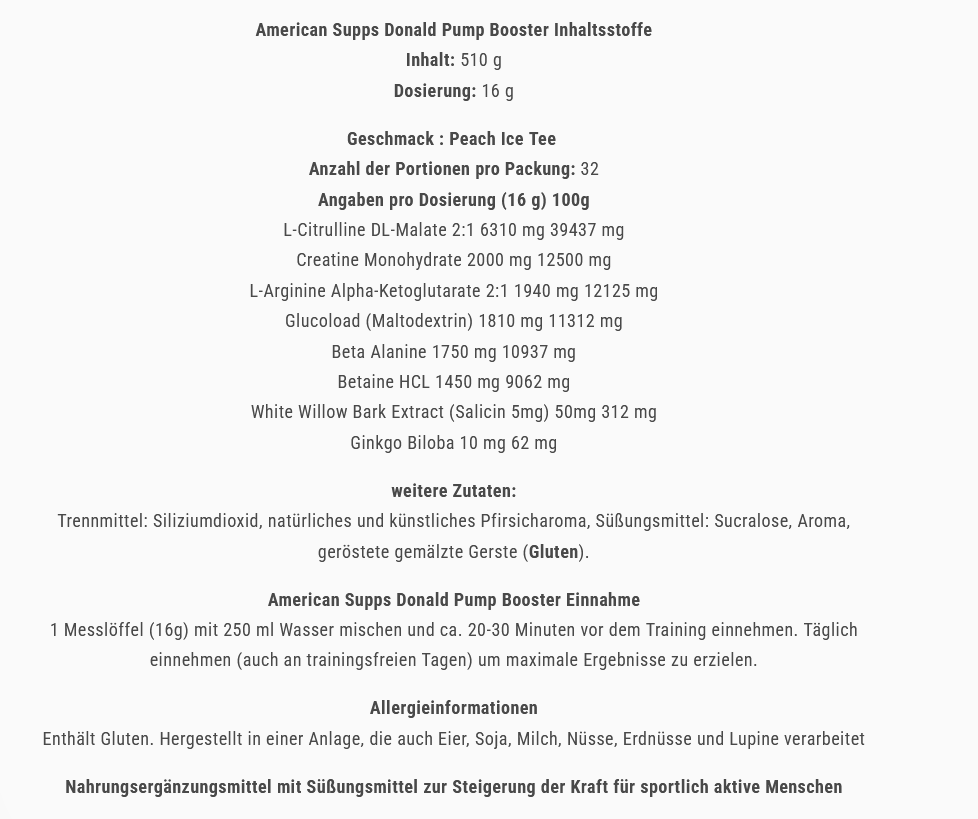 American Supps Donald Pump 510g