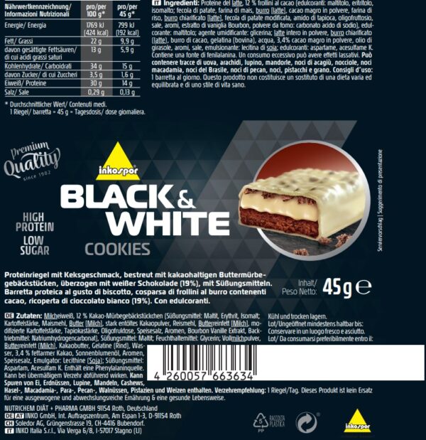 Inkospor Black & White-Riegel - Cookies