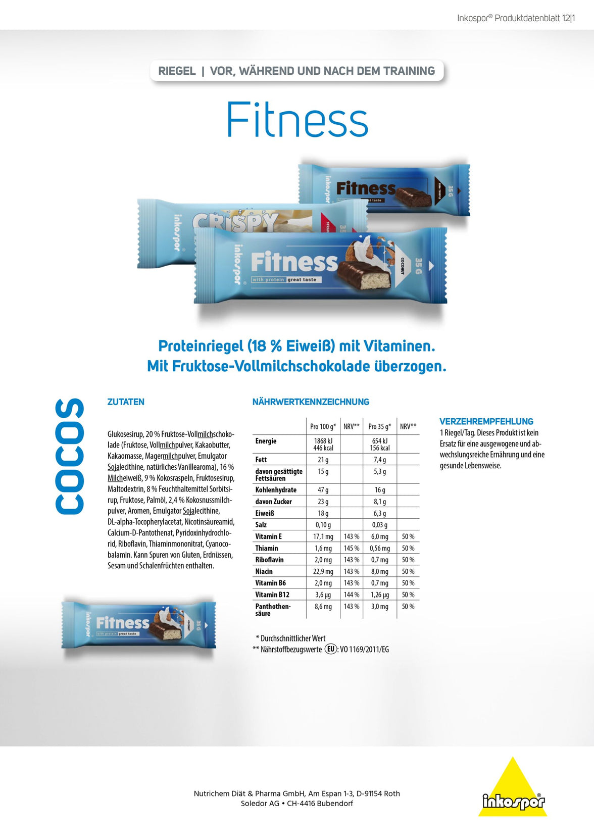 Inkospor Fitness Riegel Kokos