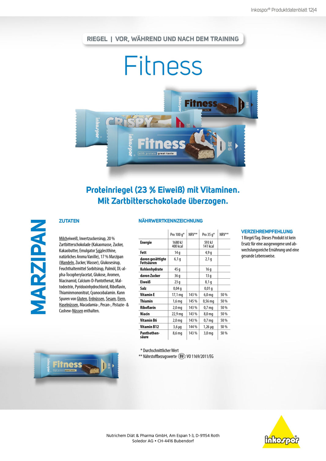 Inkospor Fitness Riegel Marzipan