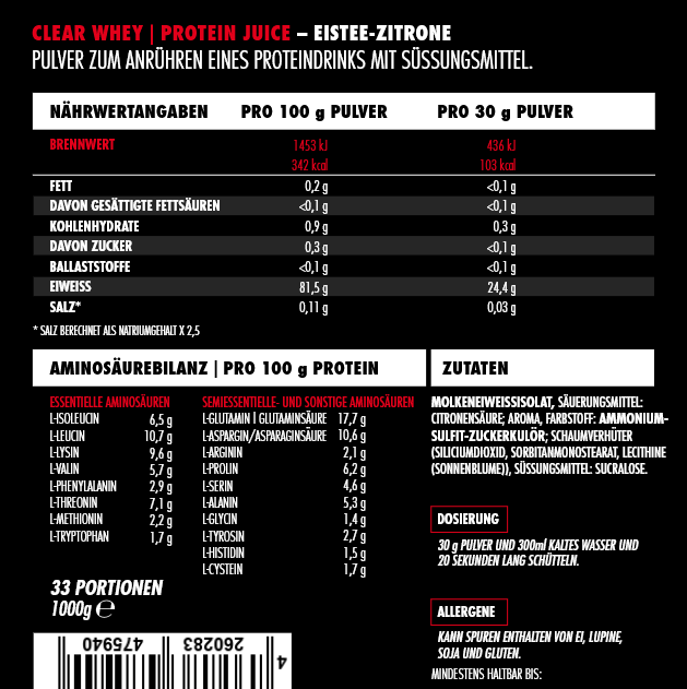 Big Zone Clear Whey Protein Juice 1000g