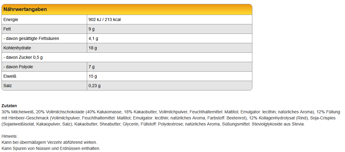 Weider Betty`s Collagen Protein Bar - Choco Raspberry