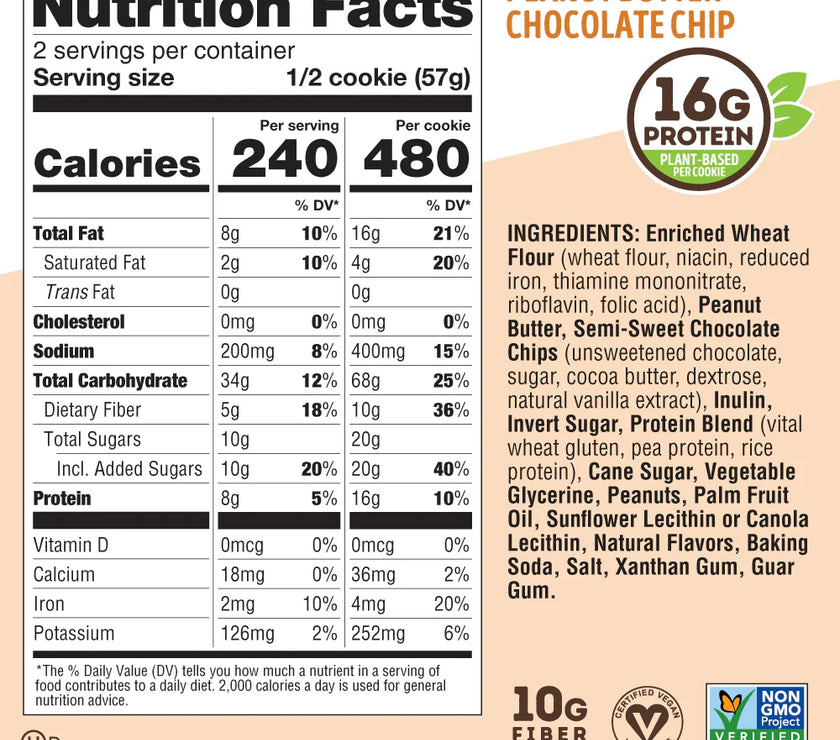 Lenny & Larrys Complete Cookie - Peanut Butter Chocolate Chip