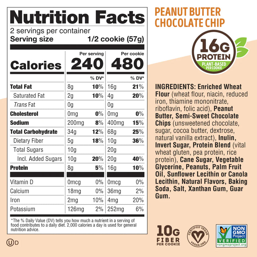 Lenny & Larrys Complete Cookie - Peanut Butter Chocolate Chip