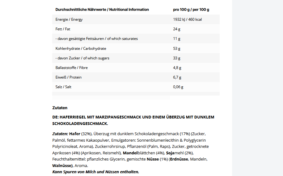 Inlead Oat Bar - Marzipan