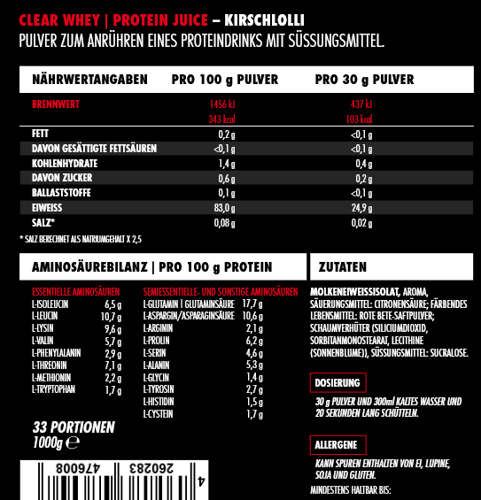 Big Zone Clear Whey Protein Juice 1000g