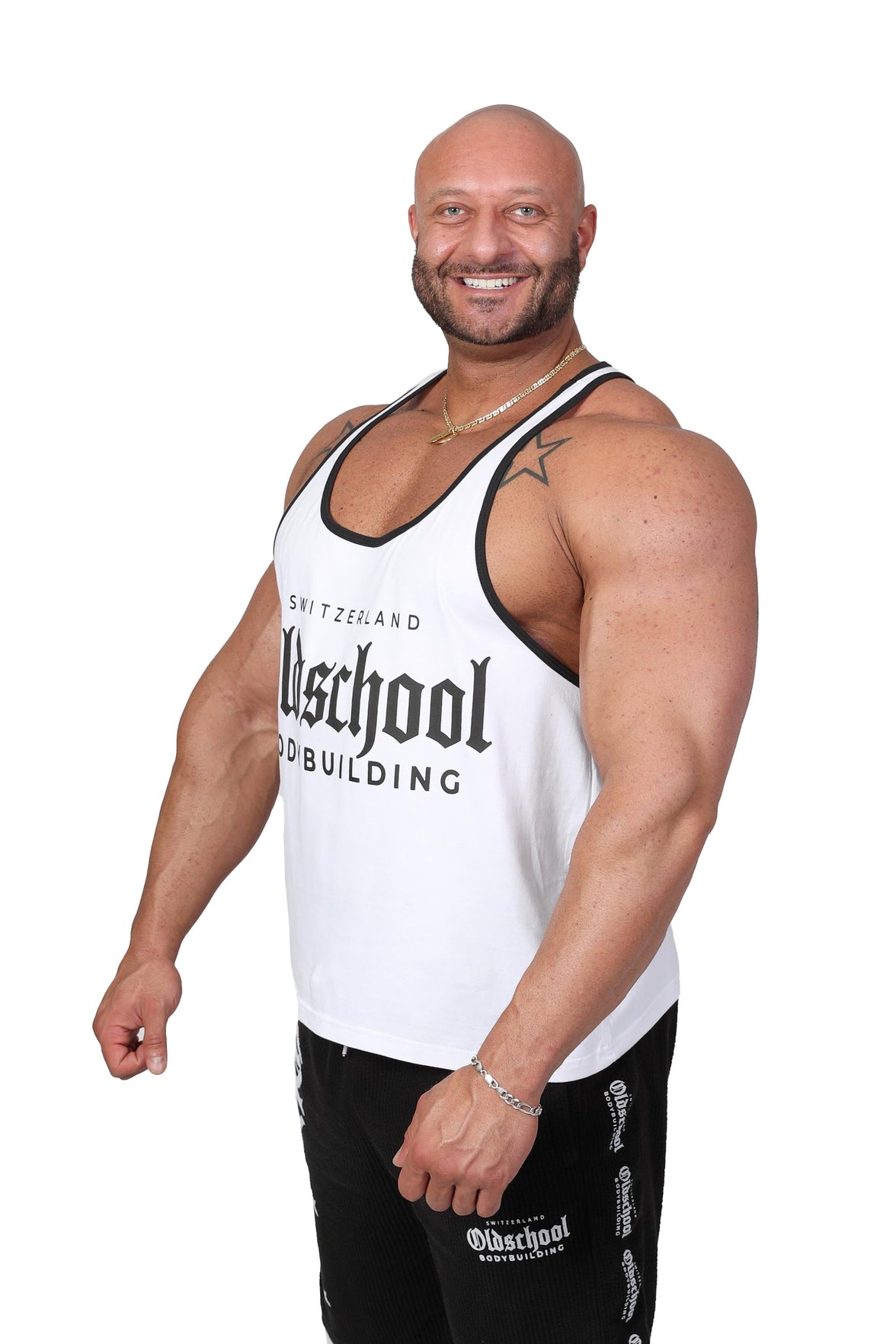 Oldschool Bodybuilding Switzerland Classic Tank Top - Weiss/Schwarz