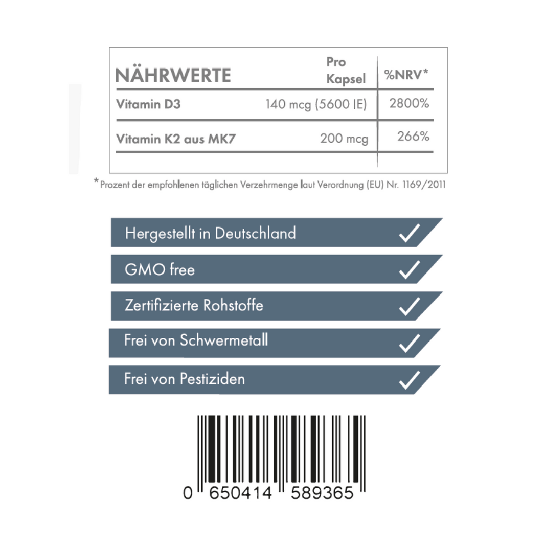 ZNT Nutrition Vitamin D3 + K2 - 90 Kapseln