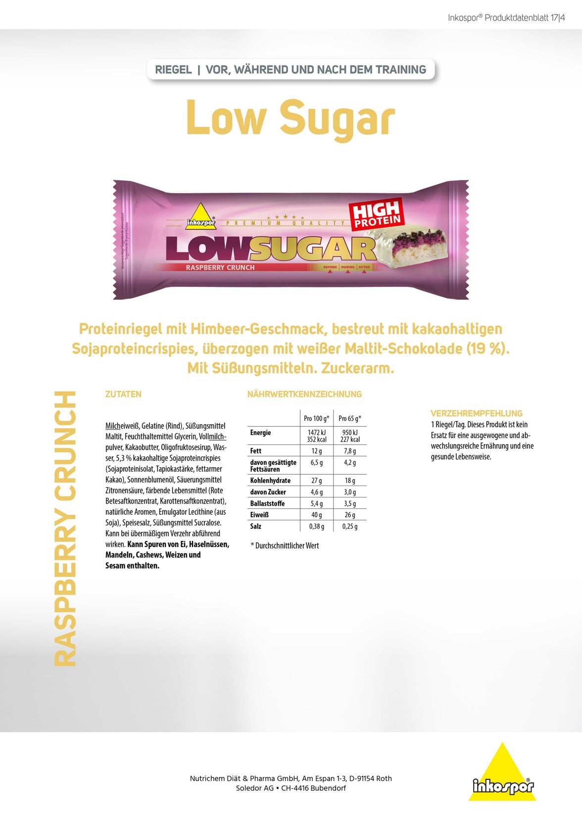 Inkospor Low Sugar Raspberry Crunch