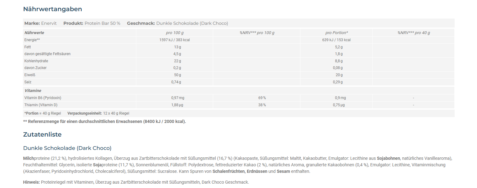 Enervit Protein 50% Dark Choco