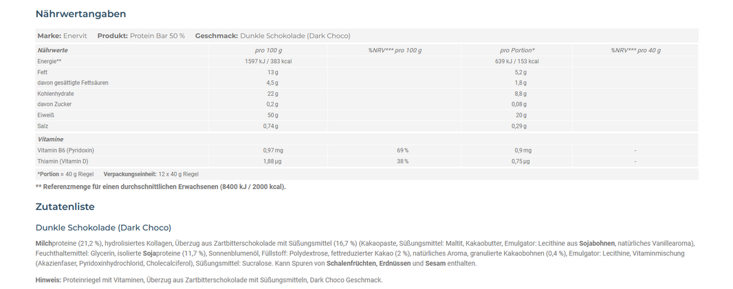 Enervit Protein 50% Dark Choco