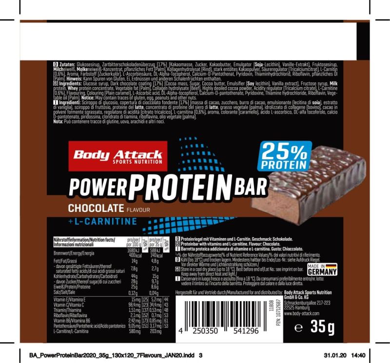 Body Attack Power Protein Bar - Chocolate