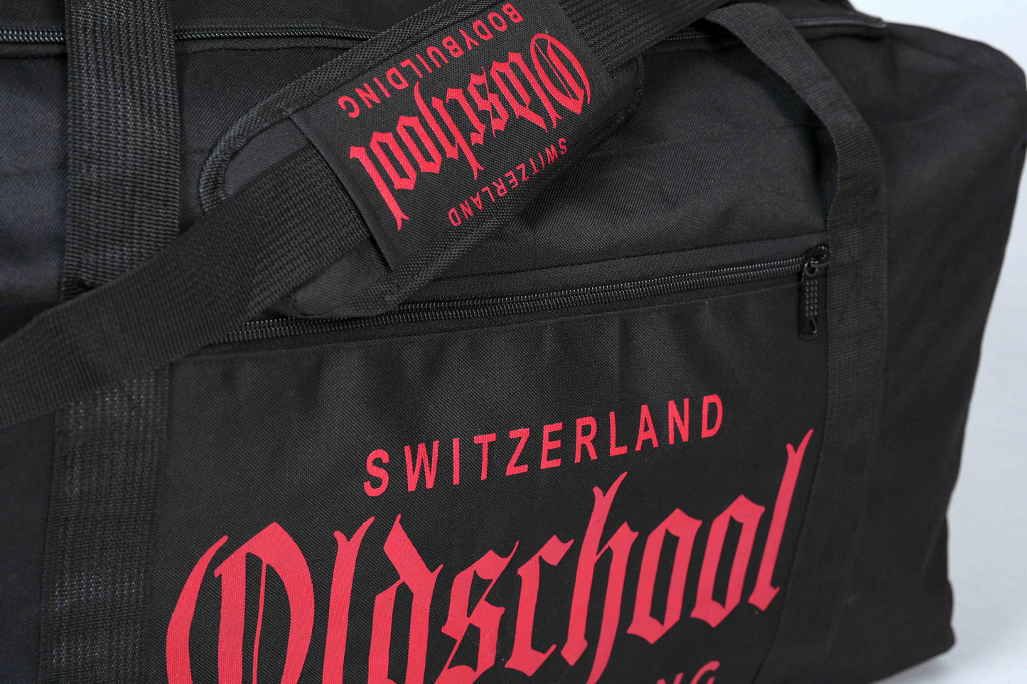 Oldschool Bodybuilding Switzerland BIG Gym Bag Schwarz/Rot