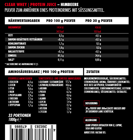 Big Zone Clear Whey Protein Juice 1000g