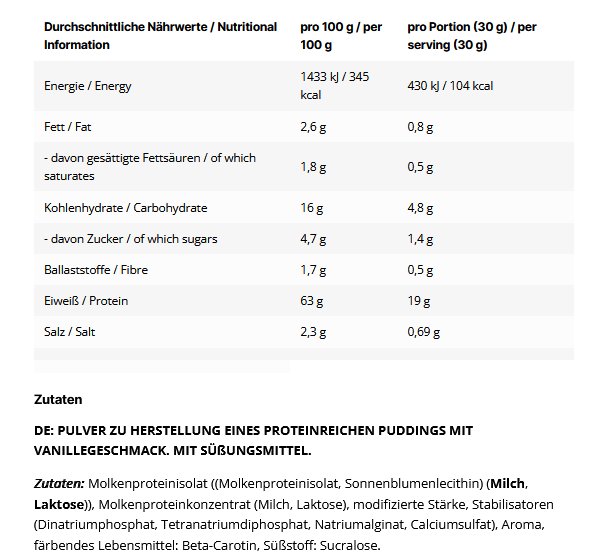 Inlead Protein Pudding 500g