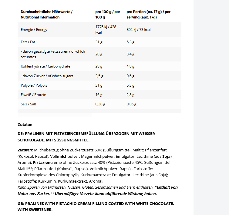 Inlead White Choc Pralines - 50g