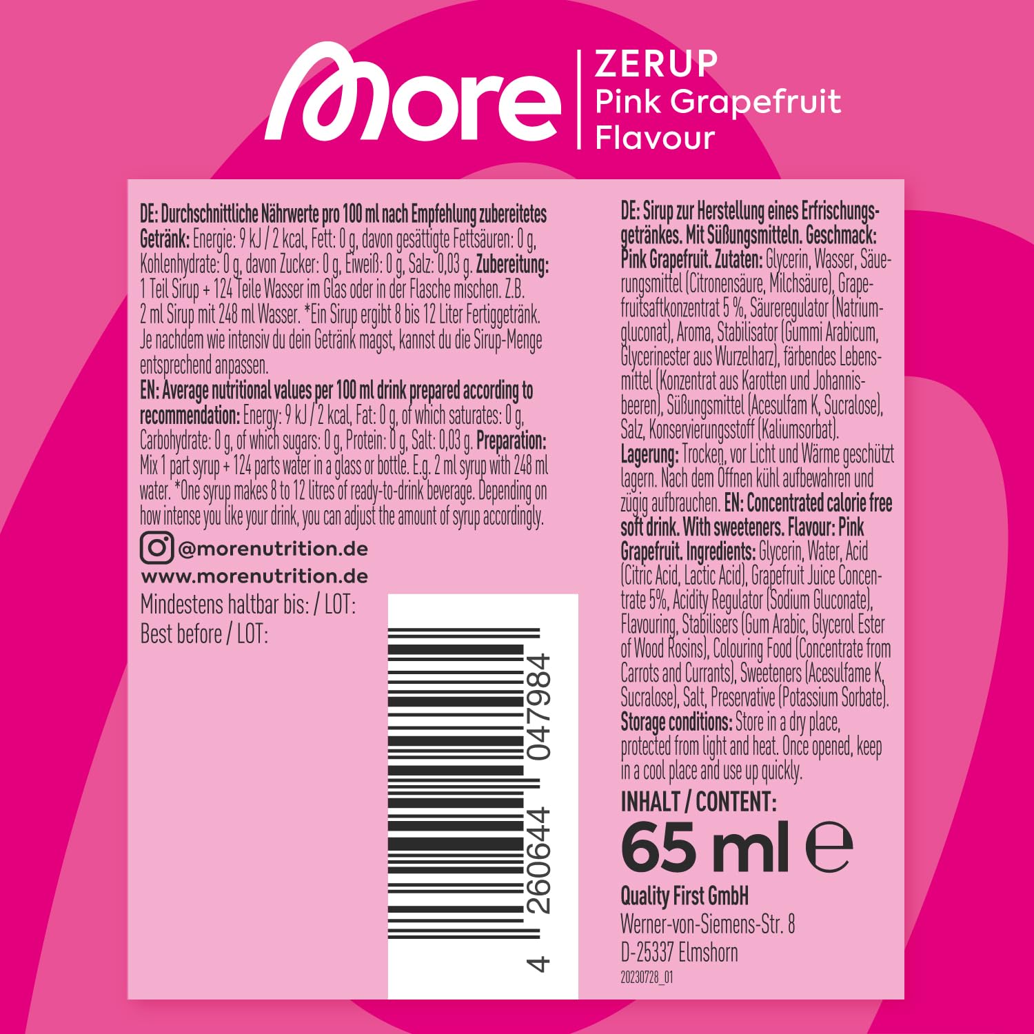 More Zerup Pink Grapefruit 65ml
