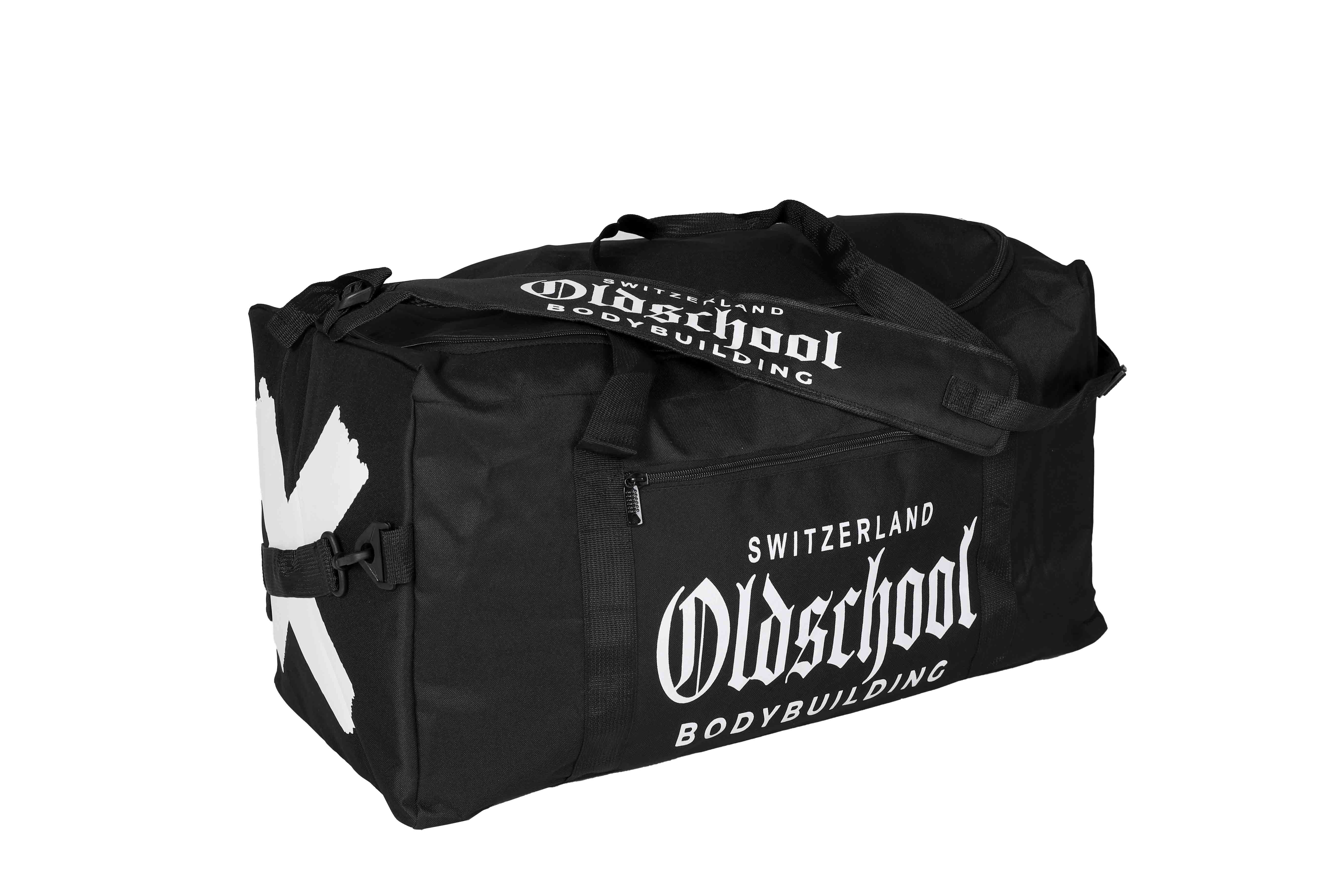Oldschool Bodybuilding Switzerland BIG Gym Bag Schwarz /Weiss