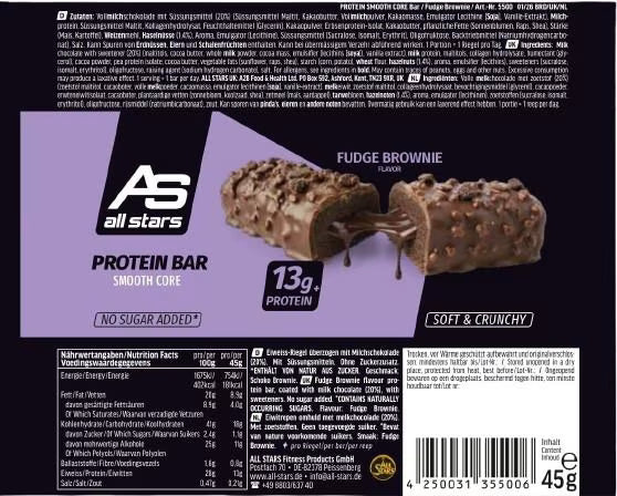All Stars Protein Bar Smooth Core Fudge Brownie